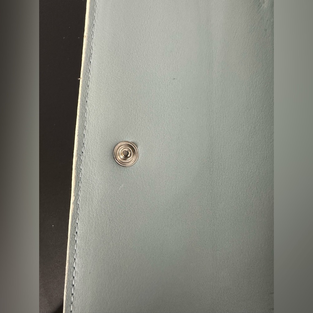 Loewe Light Blue Textured Wallet W Cream Piping. Great Condition W Chain. 💯 Auth - Picture 8 of 16